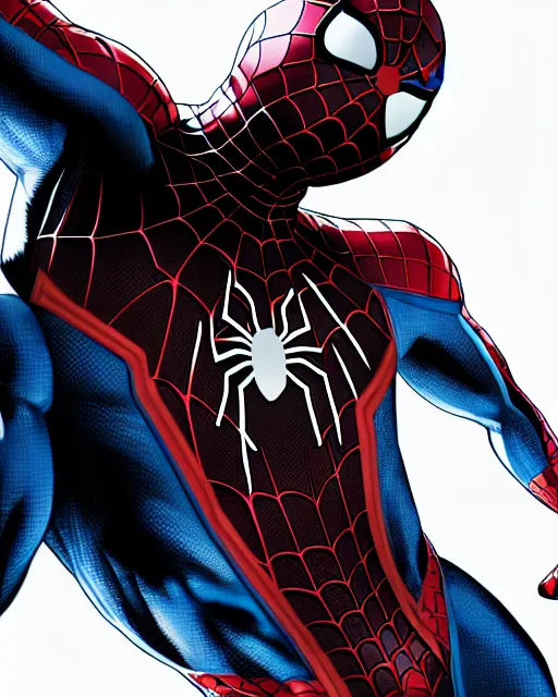 Prompt: photorealistic, hyperdetailed sketch of black spider - man suit with white webbing