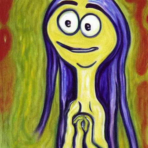 Prompt: Squidward painting by Edvard Munch