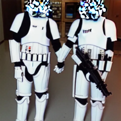 Image similar to stormtrooper holding hands with an Anime girl