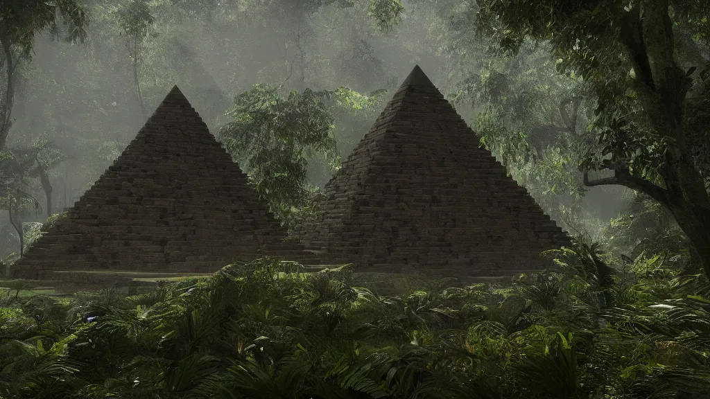 Image similar to A hidden pyramid found in the jungles of Congo very very very beautiful scenery, hd, hdr, ue5, ue6, unreal engine 5, cinematic 4k wallpaper, 8k, ultra detailed, high resolution, artstation, award winning