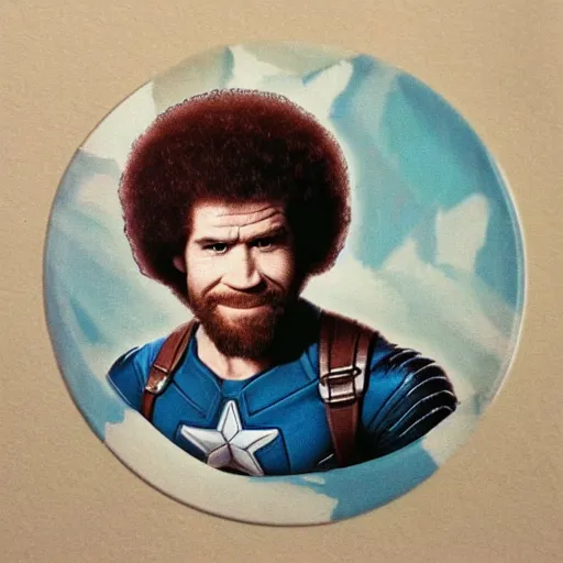 Image similar to Bob Ross as Captain America