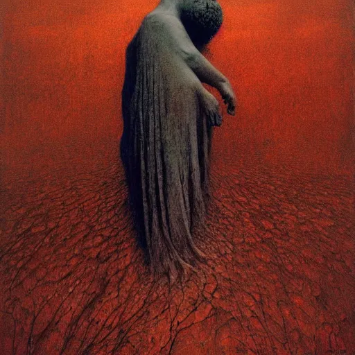 Image similar to among the hopeless, art by beksinski