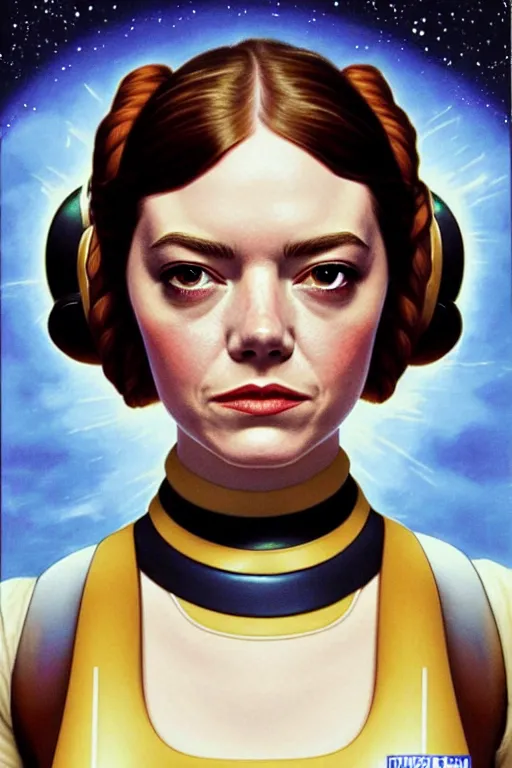 Image similar to emma stone as princess leia in star wars, by magali villeneuve and william bouguereau