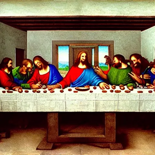 Image similar to the last supper by Leonardo Da Vinci with the characters of starwars