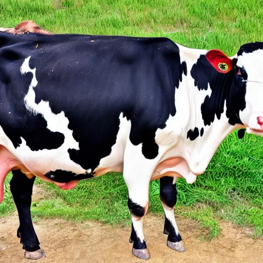 Prompt: a cow with vitiligo