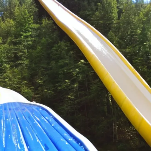 Prompt: first person perspective of going down a water slide