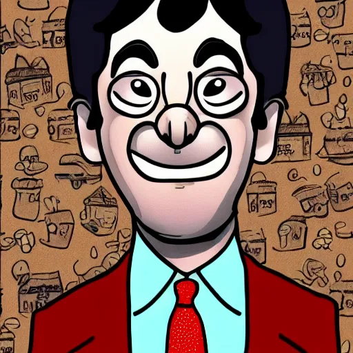 Prompt: a high quality illustration of mr. bean as waldo from where's waldo