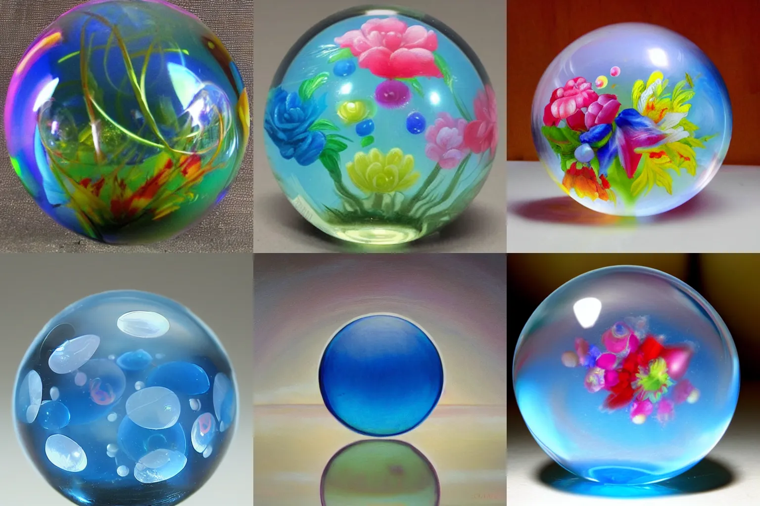 Prompt: single spherical glass soap bubble filled with oil painting rpenaissance flowers