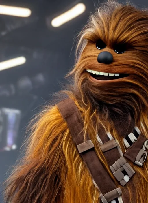 Prompt: chewbacca as a muppet in star wars