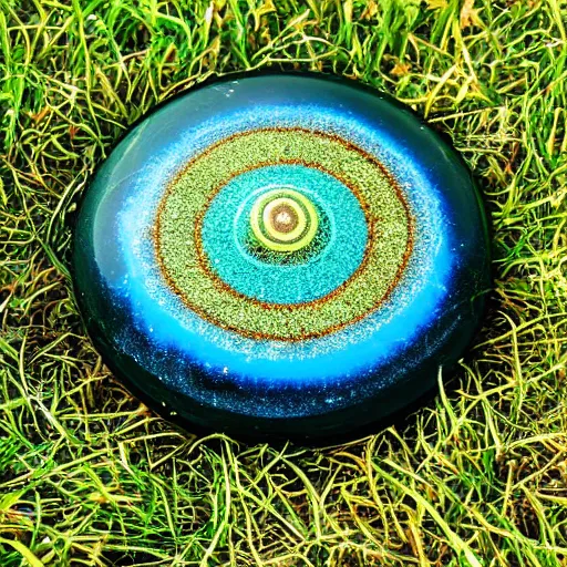 Prompt: beautiful orgonite in grass field in switzerland