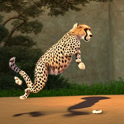 Image similar to a cheetah doing karate, pixar,