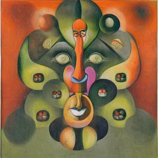 Image similar to floral face portrait by leonetto cappiello and wojciech siudmak and ernst fuchs, anni albers, oil on canvas