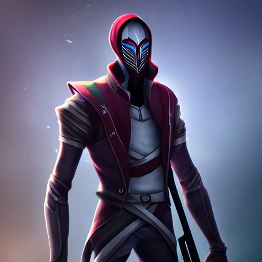 Image similar to jhin from league of legends with his rifle, cinematic shot, 4k detailed, digital art