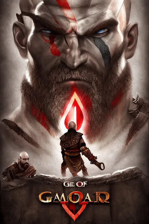 Image similar to poster for game god of war, highly detailed, centered, digital painting