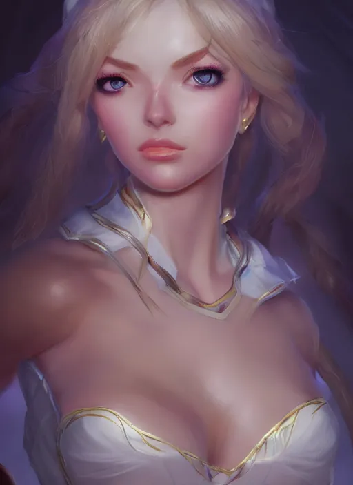 Image similar to janna, from league of legends, au naturel, hyper detailed, digital art, trending in artstation, cinematic lighting, studio quality, smooth render, unreal engine 5 rendered, octane rendered, art style by klimt and nixeu and ian sprigger and wlop and krenz cushart