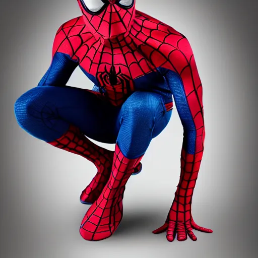 Image similar to spiderman wearing captain america suit, photo