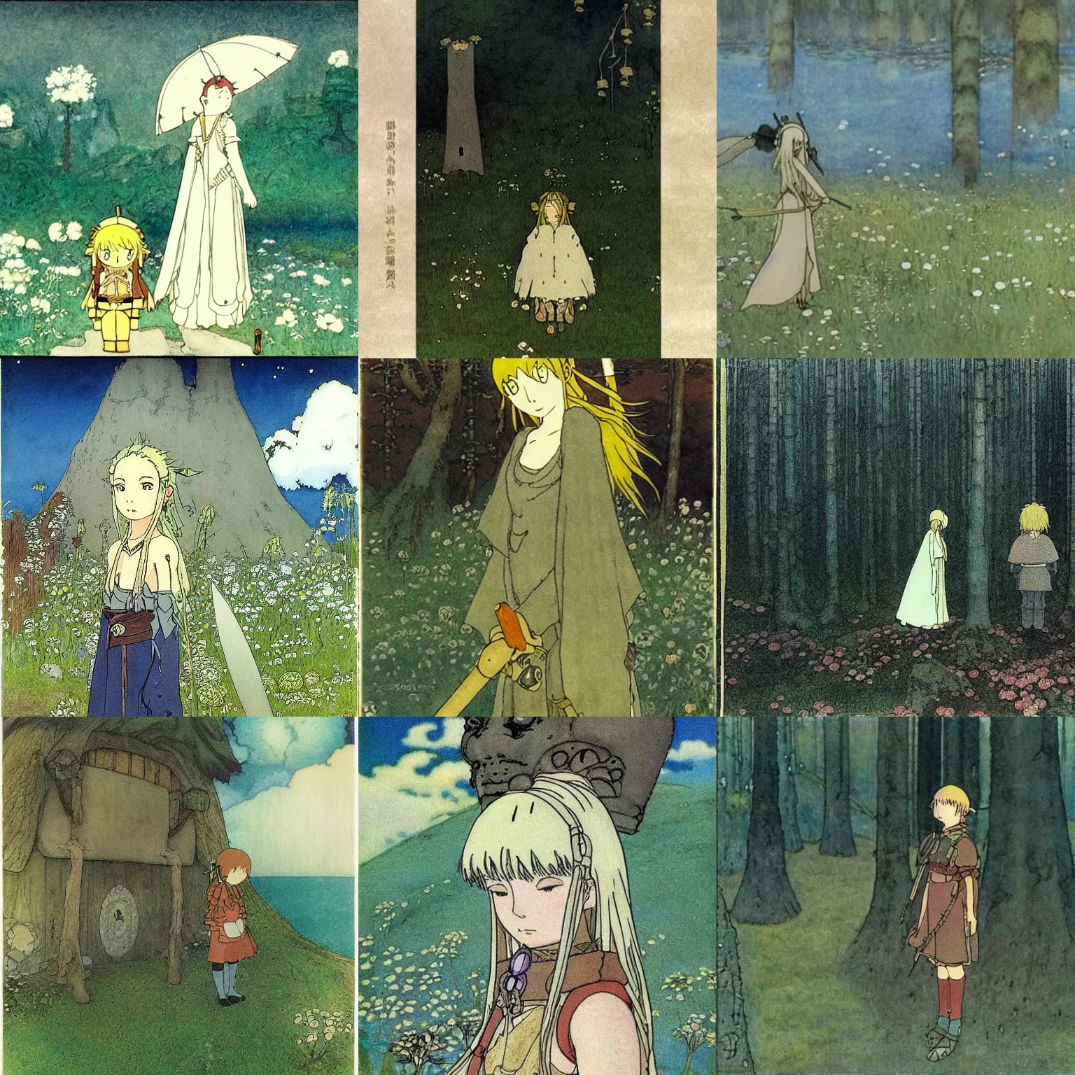 Prompt: john bauer, botw and studio ghibli conceptualisation of the concept of john bauer, botw and studio ghibli