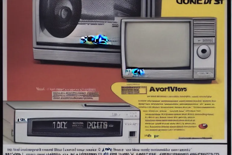 Prompt: crt Sony 20 inches, 1983 TV, magazine page advertising, award winning ad, 80s style