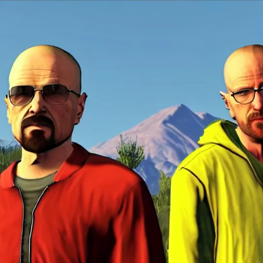 Prompt: walter white & jesse pinkman in grand theft auto v