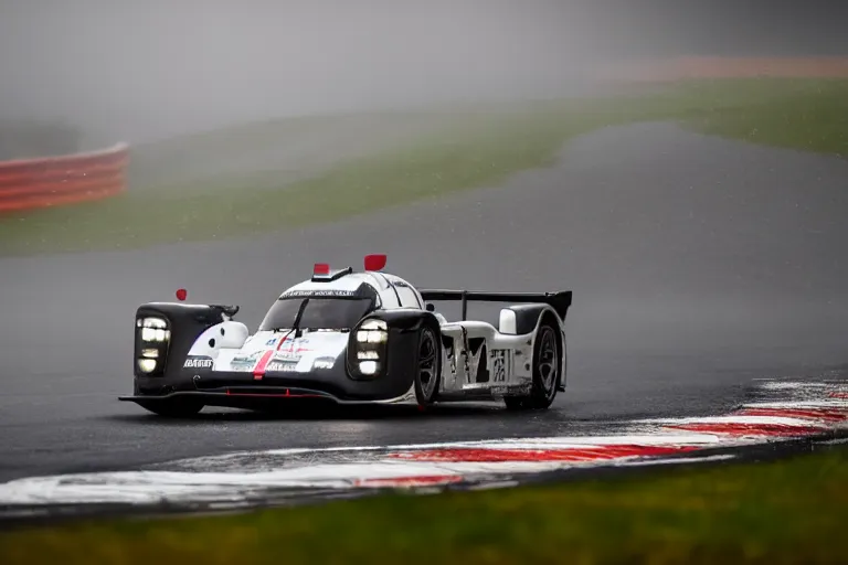 Image similar to detailed photo of the porsche 9 1 9 in heavy rain at circuit de spa - francorchamps, motorsports photography, photo by rainer w. schlegelmilch