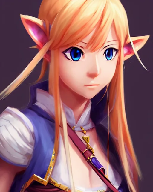 Prompt: character concept art of an anime zelda | | cute - fine - face, pretty face, realistic shaded perfect face, fine details by stanley artgerm lau, wlop, rossdraws, james jean, andrei riabovitchev, marc simonetti, and sakimichan, tranding on artstation