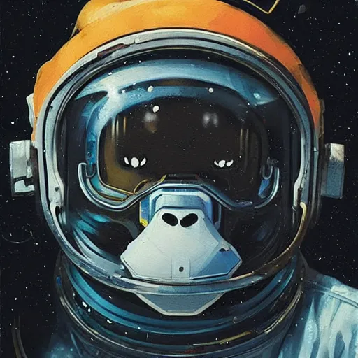 Prompt: Monkey as Astronaut profile picture by Greg Rutkowski and Fujita, Goro and Kunkle, Brad, asymmetrical, Organic Painting , glitch, Matte Painting, geometric shapes, hard edges, street art, trending on the artstation, realistic:2 by Sachin Teng:4, blur: -5