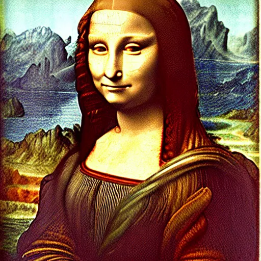 Prompt: leonardo da vinci ´ s gioconda with cat face