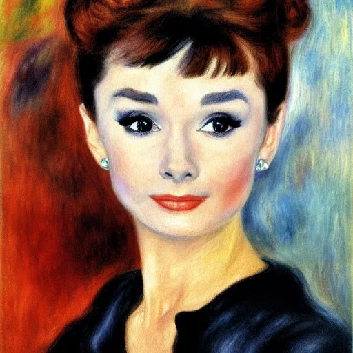 Image similar to audrey hepburn art by renoir.