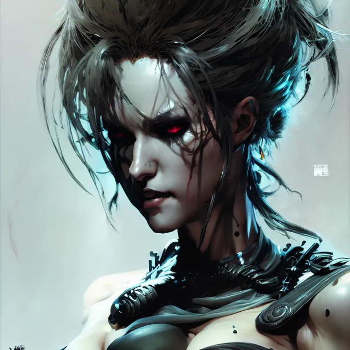 Prompt: painting of a modern necro goddess, highly detailed, digital painting, artstation, concept art, matte, smooth, sharp focus, illustration, art by yoji shinkawa, gabriele dell otto, 8 k