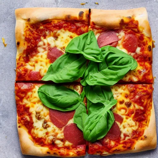 Image similar to square shaped pizza, top view photo