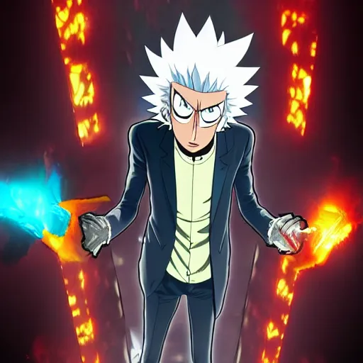 Image similar to Rick Sanchez in one punch man 4K detailed Digital art