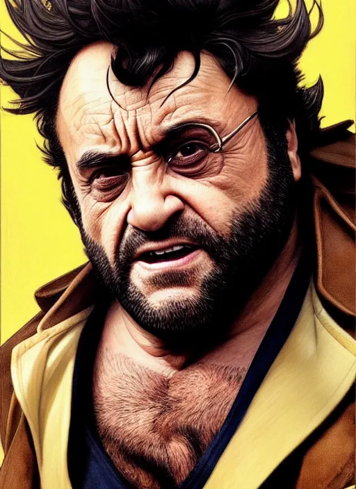 Prompt: photograph of danny devito as wolverine, realistic portrait, symmetrical, smooth, sharp focus, cinematic lighting, art by artgerm and greg rutkowski and alphonse mucha