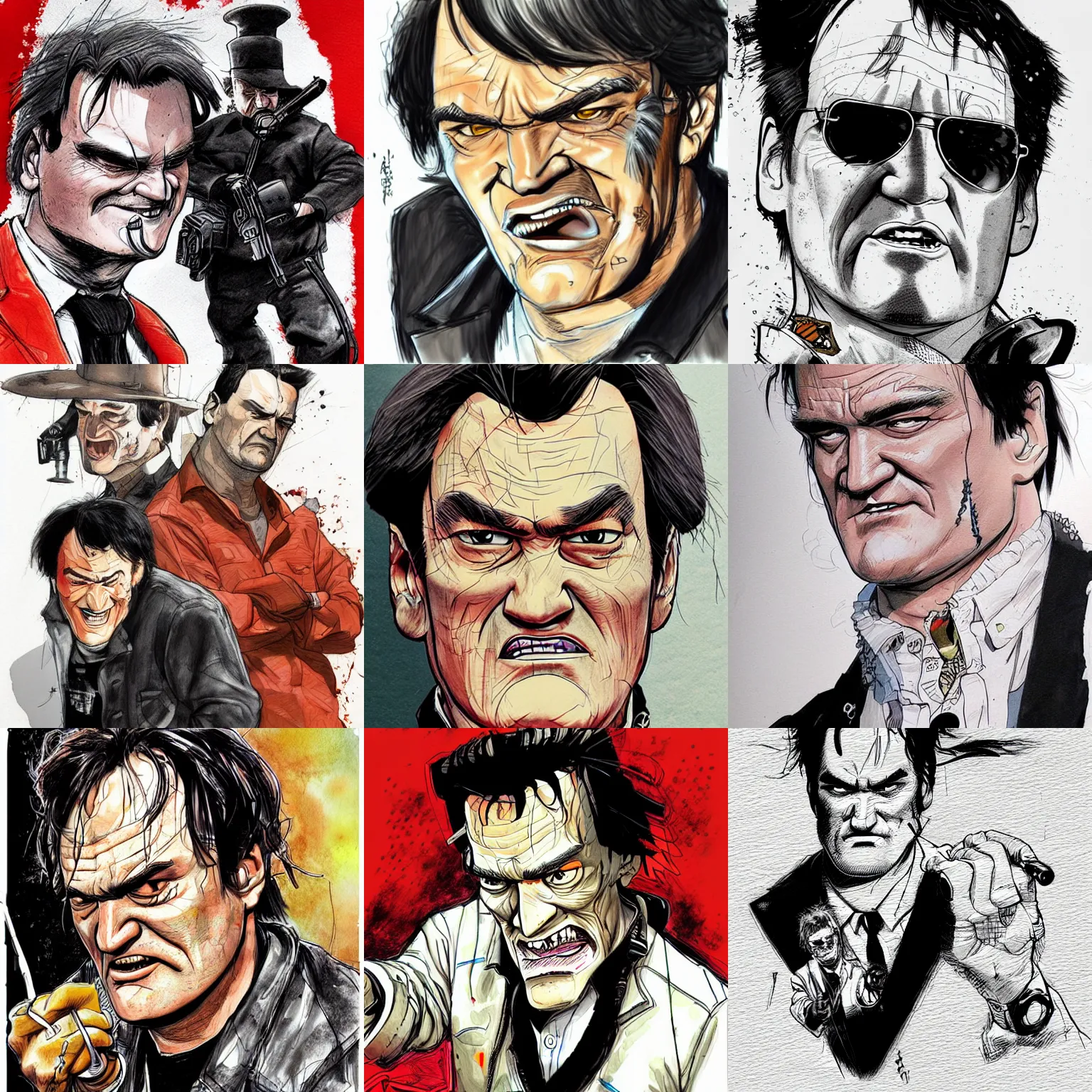 Prompt: cell shaded quentin tarantino llustration, art by kim jung gi
