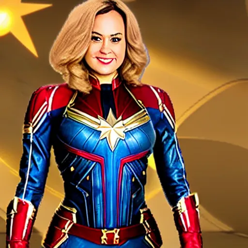 Prompt: Burnadette Peters as Captain Marvel