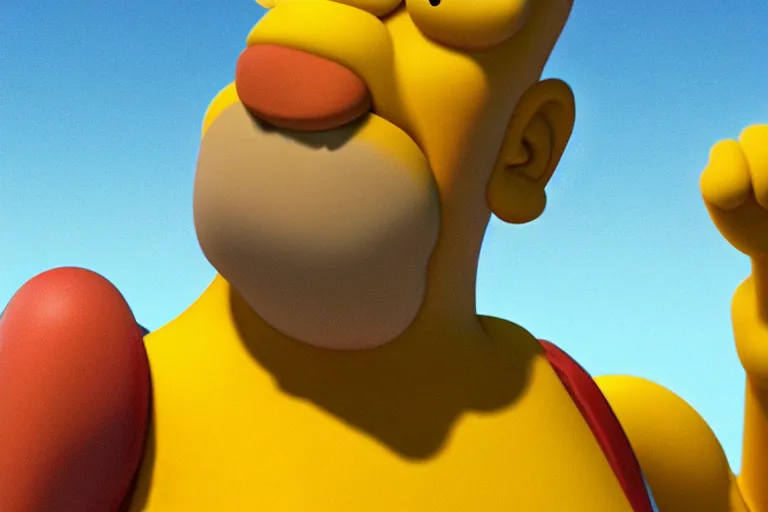 Image similar to ultra realistic photo of homer simpson, hd, 8 k, close up face