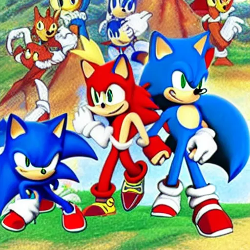 Image similar to sonic the hedgehog, style of studio ghibli