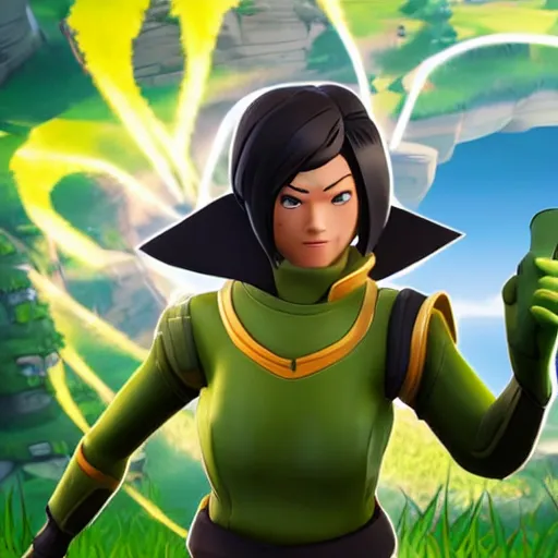 Image similar to toph beifong in fortnite, character render, full body shot, highly detailed, in game render