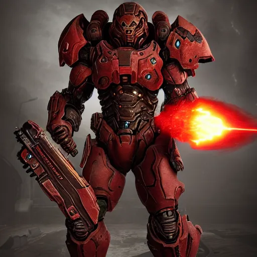 Image similar to doom slayer from doom eternal, photography