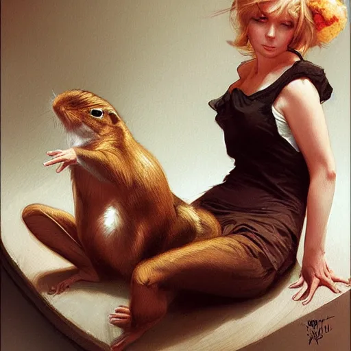 Image similar to gerbils again, by wlop, artgerm, elvgren, mucha