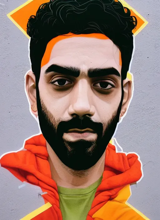 Prompt: symmetry!! portrait of rahul kohli, by sachin teng, organic, cables, matte painting, geometric shapes, hard edges! graffiti, street art