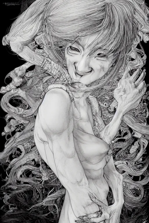 Prompt: ugly hag with a long hooked nose, pen and ink, intricate line drawings, art by krenzcushart, by yoshitaka amano, kentaro miura, artgerm, wlop,