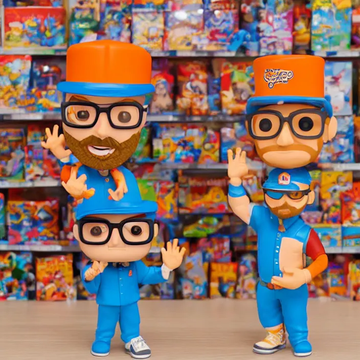 Prompt: Blippi, A funko pop of Blippi, figurine, detailed product photo