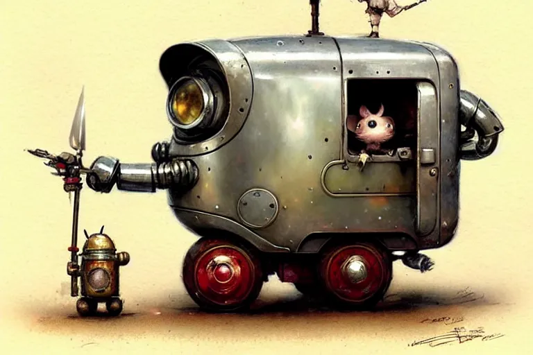 Image similar to adventurer ( ( ( ( ( 1 9 5 0 s retro future robot android mouse wagon. muted colors. ) ) ) ) ) by jean baptiste monge!!!!!!!!!!!!!!!!!!!!!!!!! chrome red