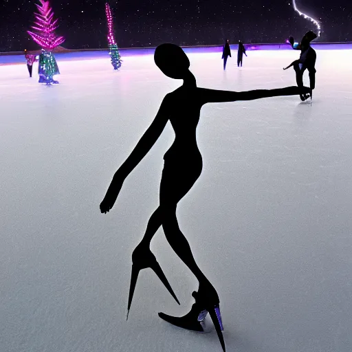 Image similar to a surreal figure skate on smooth ice cinematic light, unreal engine, trending on artstation