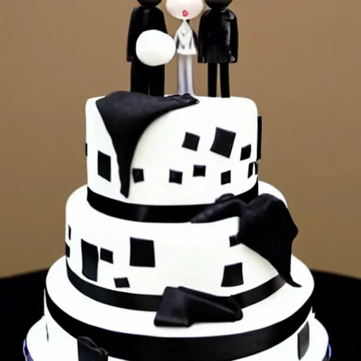 Prompt: an emo themed wedding cake