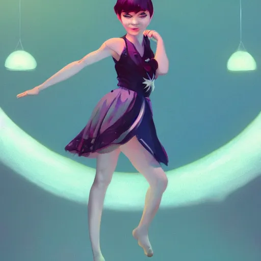 Prompt: cute pixie bjork dancing in a new music video, a look of wonder on her face, ambient lighting, 4 k, lois van baarle, ilya kuvshinov, rossdraws, alphonse mucha, jung gi kim, artstation