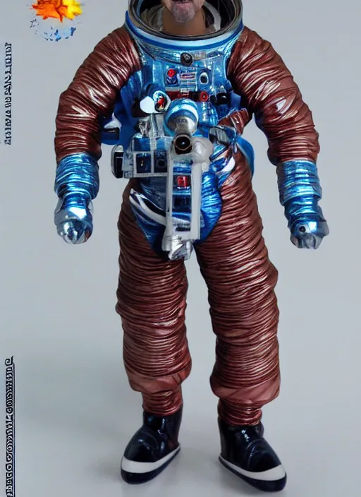 Image similar to richard garriott, action figure of richard garriott astronaut, realistic face, detailed product photo