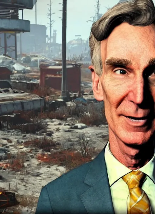 Prompt: bill nye in fallout 4