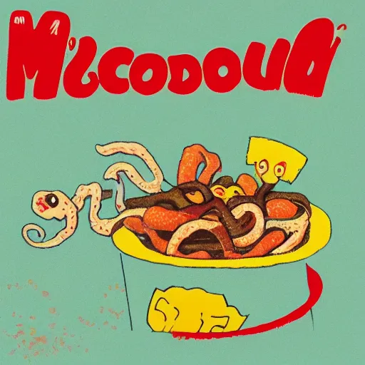 Image similar to squid eating at mcdonald's, lofi album art