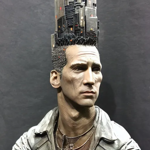 Image similar to an intricate detailed paper mâché statue of the Lord of TCP/IP and Subnetting, style of The Matrix, Blade Runner, Cyberpunk 2077 , s 2700, ar 63:88